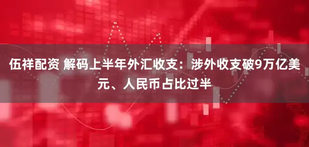 伍祥配资 解码上半年外汇收支：涉外收支破9万亿美元、人民币占比过半